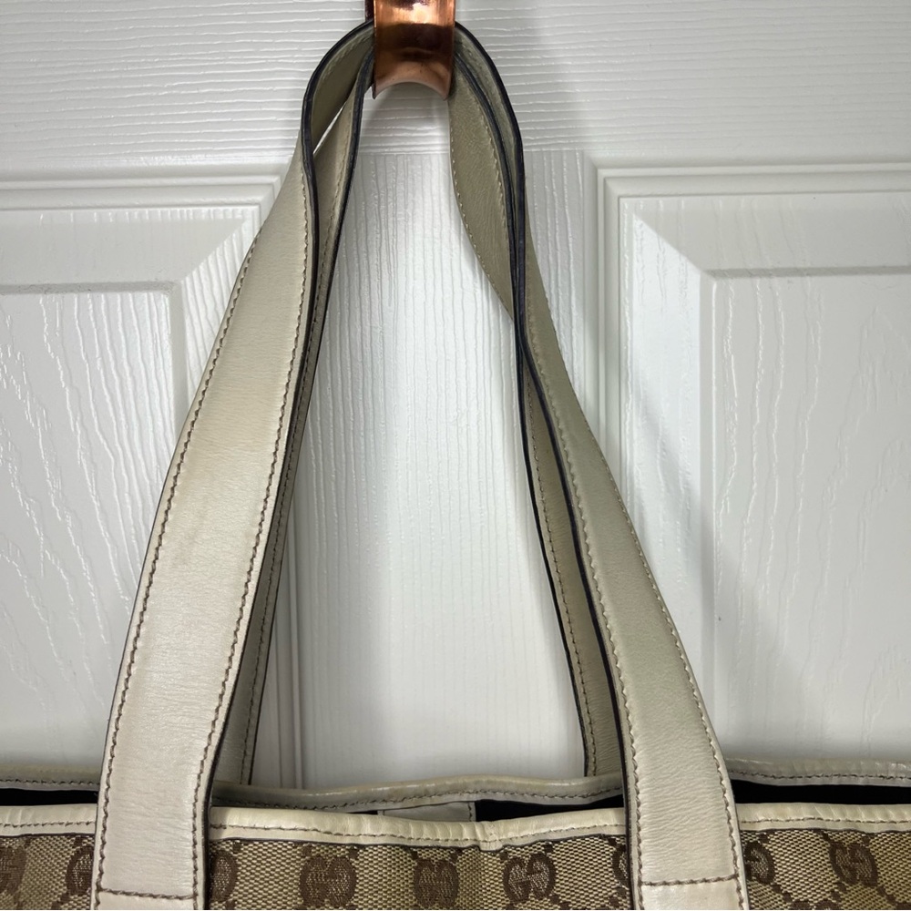 Gucci GG Canvas Tote Shoulder Leather Khaki Beige 153238 with original dust bag - Picture 4 of 13